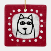 Grappige hond op rode ornament (Achterkant)