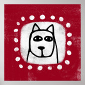 Grappige hond op rode Posters muurkunst (Voorkant)