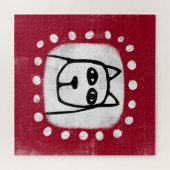 Grappige hond op rode puzzel (Horizontaal)