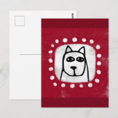 Grappige hond op rood Briefkaart (Voorkant / Achterkant)
