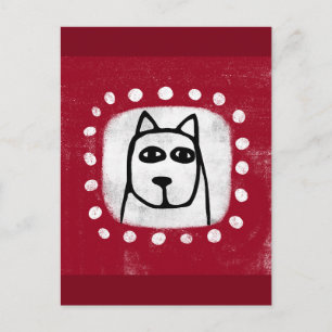 Grappige hond op rood Briefkaart