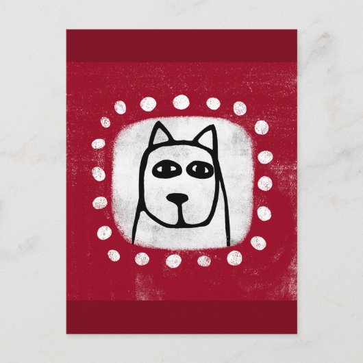 Grappige hond op rood Briefkaart (Voorkant)