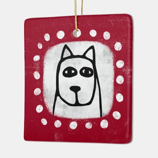 Grappige hond op rood Ornament (Links)