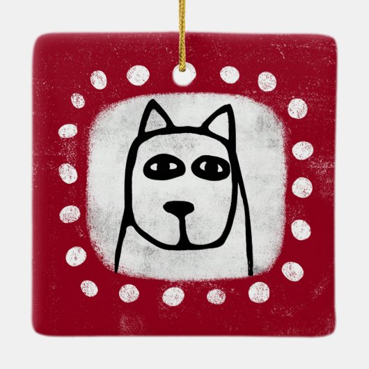 Grappige hond op rood Ornament (Achterkant)