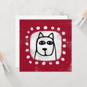 Grappige hond op rood Wenskaart Kaart (Voorkant / Achterkant in situ)