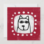 Grappige hond op rood Wenskaart Kaart (Voorkant)