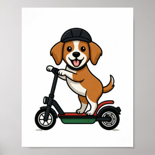 Grappige hond op scooter poster