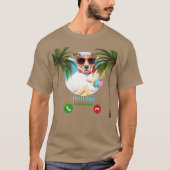 Grappige hond op vakantieLeuke hond vakantie retro T-shirt (Voorkant)