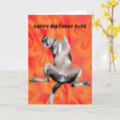 Grappige Hond Party Dier Gelukkige Verjaardag Kaart (Gele Bloem)