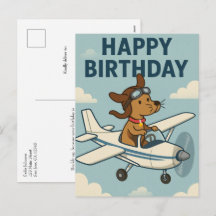 Grappige Hond Piloot Kinderverjaardag Vintage Vlie
