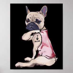 Grappige hond Pitbull Ik hou van mama Tattoo cadea Poster
