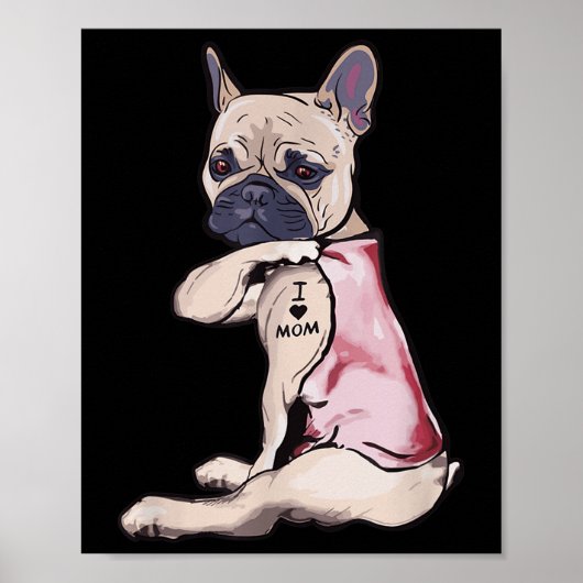 Grappige hond Pitbull Ik hou van mama Tattoo cadea Poster (Voorkant)