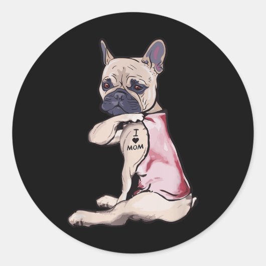 Grappige hond Pitbull Ik hou van mama Tattoo cadea Ronde Sticker (Voorkant)