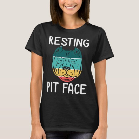 Grappige Hond Pitbull Rustende Pit Gezicht T-shirt (Voorkant)