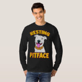Grappige Hond Pitbull Rustende Pit Gezicht voor Ma T-shirt (Voorkant volledig)