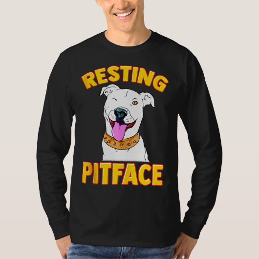 Grappige Hond Pitbull Rustende Pit Gezicht voor Ma T-shirt (Voorkant)