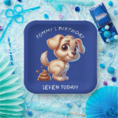 Grappige hond poepen gepersonaliseerd papieren bordje (Feest)