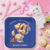 Grappige hond poepen gepersonaliseerd papieren bordje (Feest)