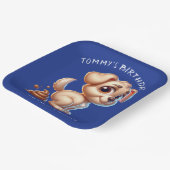 Grappige hond poepen gepersonaliseerd papieren bordje (Gebogen)