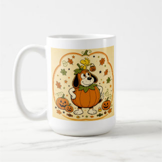 Grappige Hond Pompoen Halloween oranje Waterverf M Koffiemok