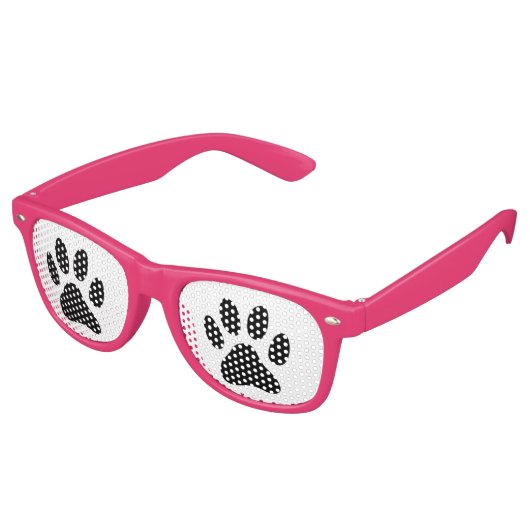 Grappige hond poot print dier partij tinten zonneb retro zonnebril (Gekanteld)