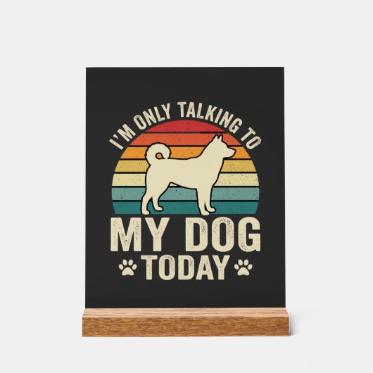 Grappige Hond Praat Retro Zonsondergang Acryl Bord (Voorkant)