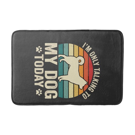 Grappige Hond Praat Retro Zonsondergang Badmat (Voorkant)