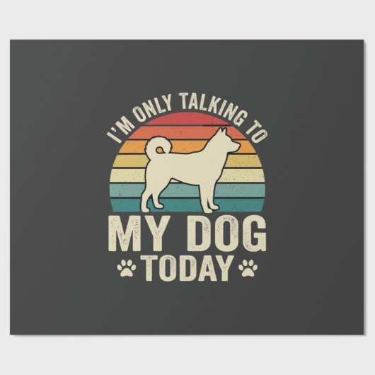 Grappige Hond Praat Retro Zonsondergang Cadeaupapier (Vlak)