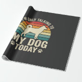 Grappige Hond Praat Retro Zonsondergang Cadeaupapier (Uitgerold)