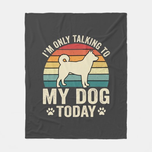 Grappige Hond Praat Retro Zonsondergang Fleece Deken (Voorkant)