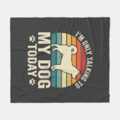 Grappige Hond Praat Retro Zonsondergang Fleece Deken (Voorkant (Horizontaal))