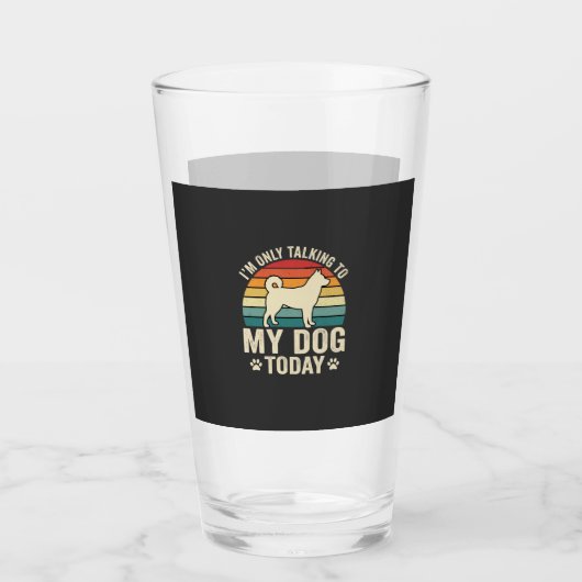 Grappige Hond Praat Retro Zonsondergang Glas (Voorkant)