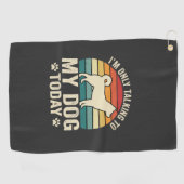 Grappige Hond Praat Retro Zonsondergang Golfhanddoek (Horizontaal)