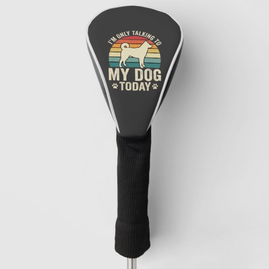 Grappige Hond Praat Retro Zonsondergang Golfheadcover (Voorkant)