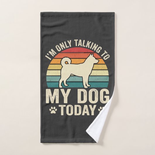 Grappige Hond Praat Retro Zonsondergang Handdoek (Handdoek)