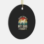 Grappige Hond Praat Retro Zonsondergang Keramisch Ornament (Rechts)
