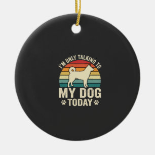 Grappige Hond Praat Retro Zonsondergang Keramisch Ornament