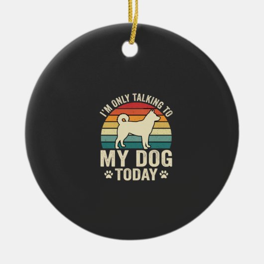Grappige Hond Praat Retro Zonsondergang Keramisch Ornament (Voorkant)