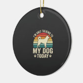 Grappige Hond Praat Retro Zonsondergang Keramisch Ornament (Links)