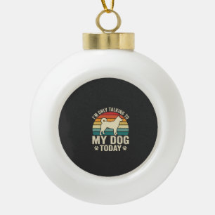 Grappige Hond Praat Retro Zonsondergang Keramische Bal Ornament