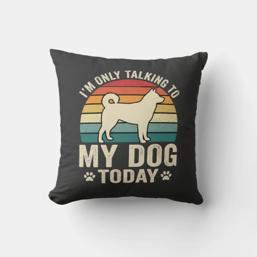 Grappige Hond Praat Retro Zonsondergang Kussen (Voorkant)