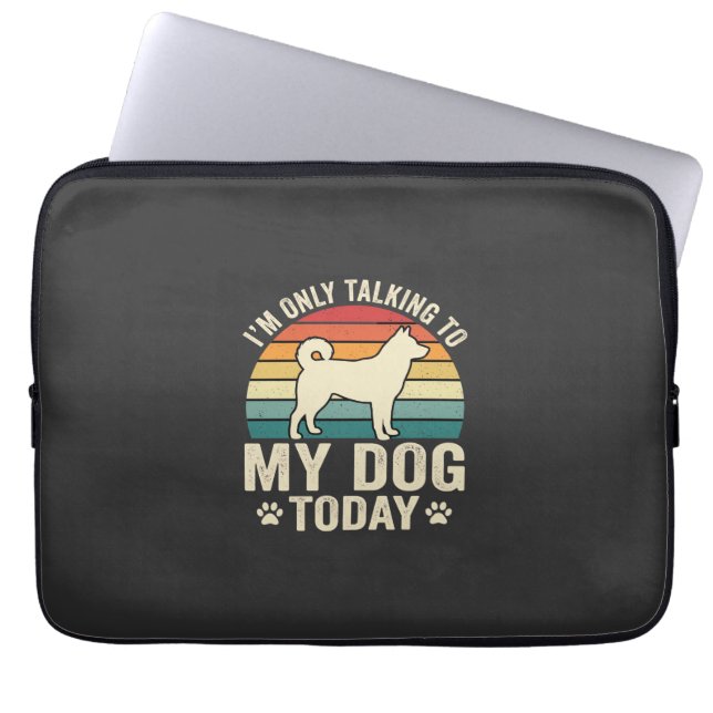 Grappige Hond Praat Retro Zonsondergang Laptop Sleeve (Voorkant)