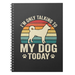 Grappige Hond Praat Retro Zonsondergang Notitieboek