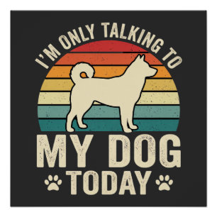 Grappige Hond Praat Retro Zonsondergang Perfect Poster
