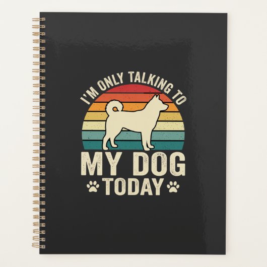 Grappige Hond Praat Retro Zonsondergang Planner (Voorkant)