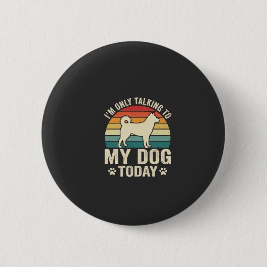 Grappige Hond Praat Retro Zonsondergang Ronde Button 5,7 Cm (Voorkant)