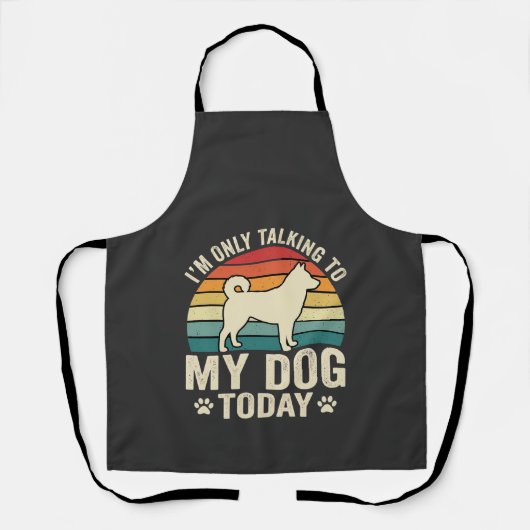 Grappige Hond Praat Retro Zonsondergang Schort (Voorkant)