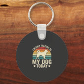 Grappige Hond Praat Retro Zonsondergang Sleutelhanger (Voorkant)
