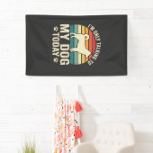 Grappige Hond Praat Retro Zonsondergang Spandoek (Insitu)