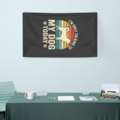 Grappige Hond Praat Retro Zonsondergang Spandoek (Beurs)